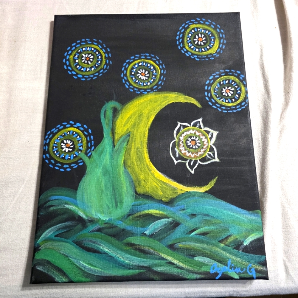 Hand Paint  Moon from A Wine And Paint Class That My Daughter  Attended